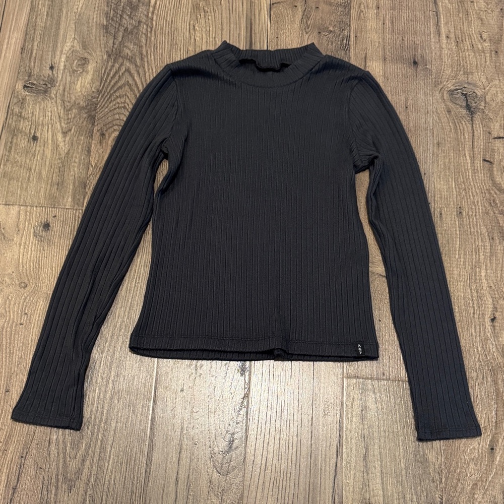 EUC abercrombie kids Black Ribbed Long Sleeve Top - Size 11/12